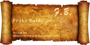 Fritz Balázs névjegykártya
